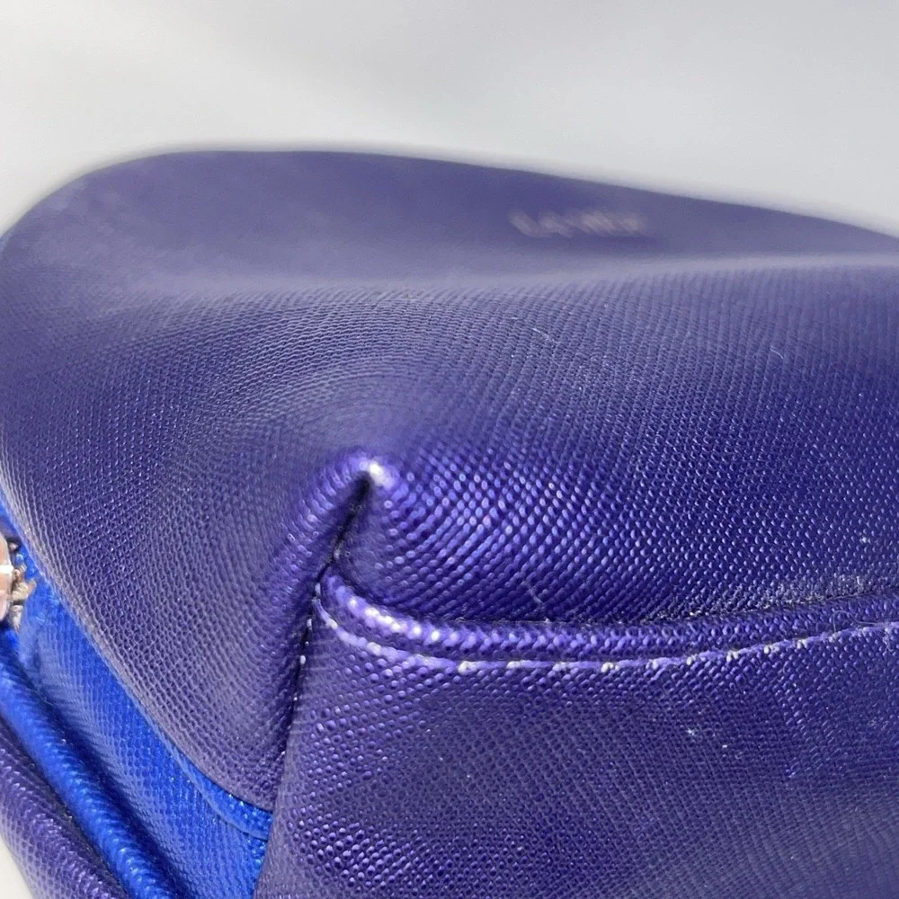 La mer purple‎ Blue metallic Dome cosmetic bag Orange Inside